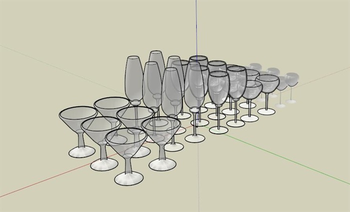 多种玻璃杯酒杯su模型