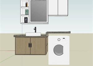 现代风格洗漱台及洗衣机SU(草图大师)模型