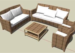 现代风格组合沙发茶几设计SU(草图大师)模型