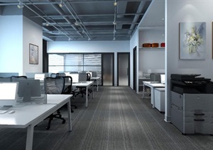 办公室室内空间设计SU(草图大师)模型