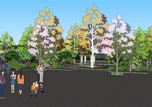 公共休闲小广场景观设计SU(草图大师)模型