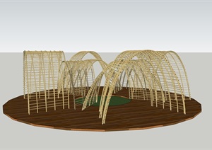 竹艺廊架素材SU(草图大师)模型