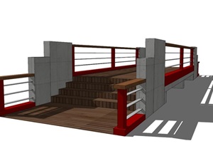 现代桥详细设计SU(草图大师)模型