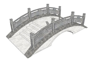 中式石头拱桥SU(草图大师)模型