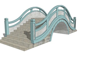 精细中式拱桥SU(草图大师)模型