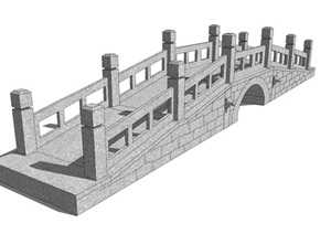 中式精制石拱桥SU(草图大师)模型