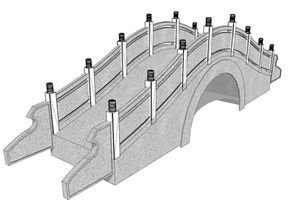 中式古典石头拱桥SU(草图大师)模型