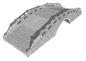 精细长石头拱桥SU(草图大师)模型