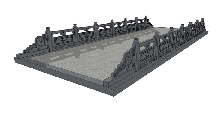 中式古典石桥SU模型