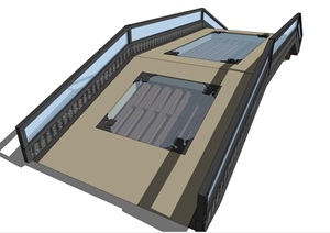 现代中式桥SU(草图大师)模型