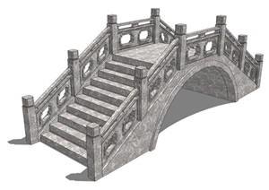 石头中式桥SU(草图大师)模型