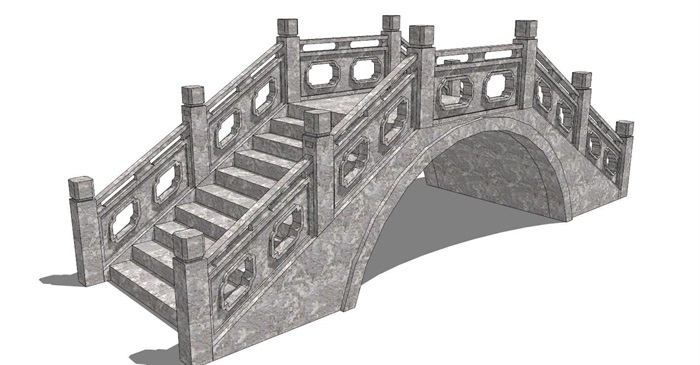 石头中式桥SU模型