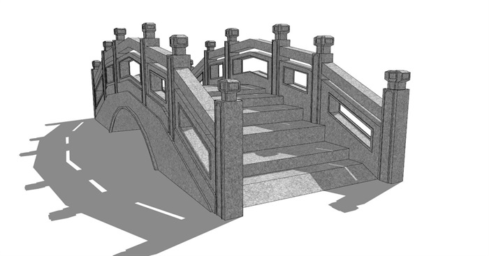 精细石材拱桥SU模型