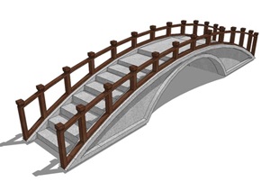 非常精细的中式拱桥SU(草图大师)模型