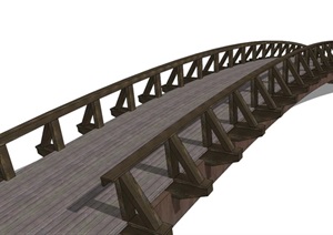 木质新中式桥SU(草图大师)模型