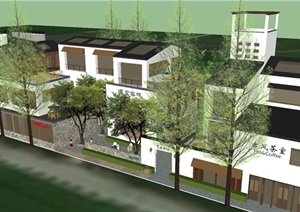 新中式三界树旅游区客栈ＳＵ建筑方案模型