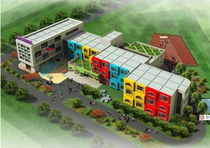 某幼儿园建筑SU(草图大师)模型含cad方案