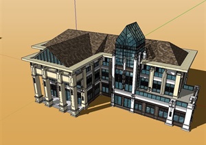 某新古典会所和西餐厅建筑SU(草图大师)模型