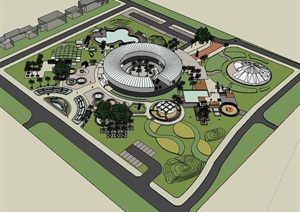 某科技公司大楼及景观精细设计SU(草图大师)模型
