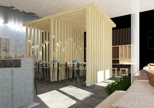 森林主题餐厅设计SU(草图大师)模型
