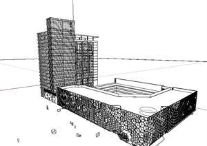 简单的现代商业办公楼设计SU(草图大师)模型