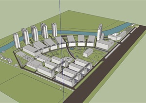 现代风格厂区规划建筑SU(草图大师)模型