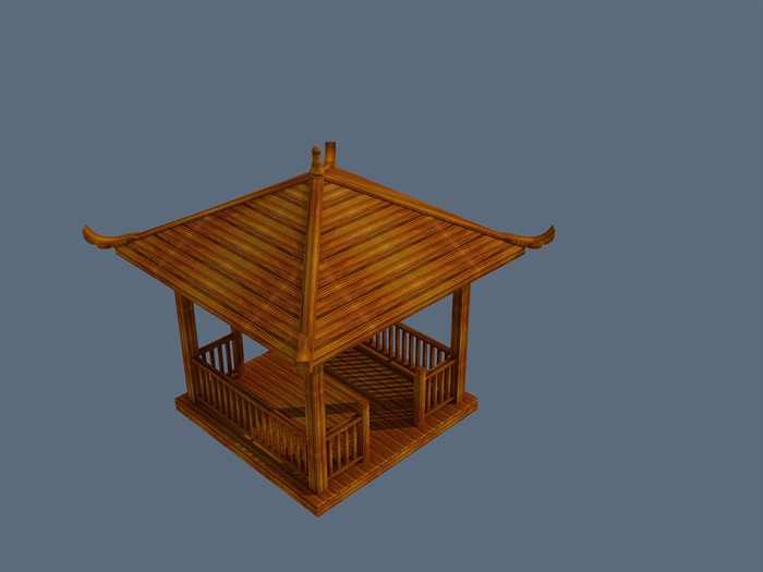 中式木制四角亭设计max模型