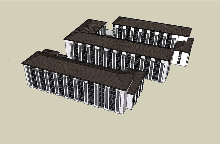 男生宿舍楼多层建筑su模型(1)