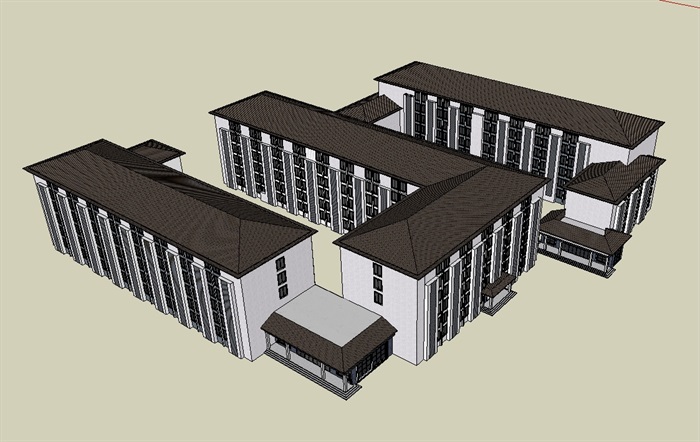 男生宿舍楼多层建筑su模型(3)