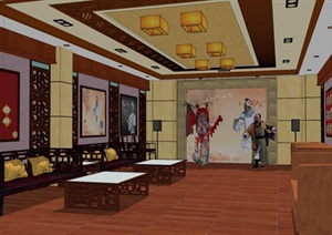中式风格接待室室内设计SU(草图大师)模型