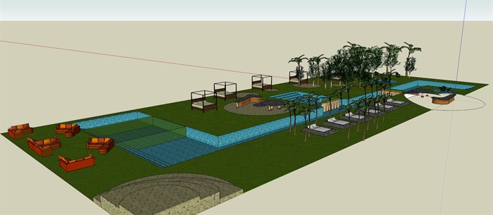 温泉公园景观设计su模型