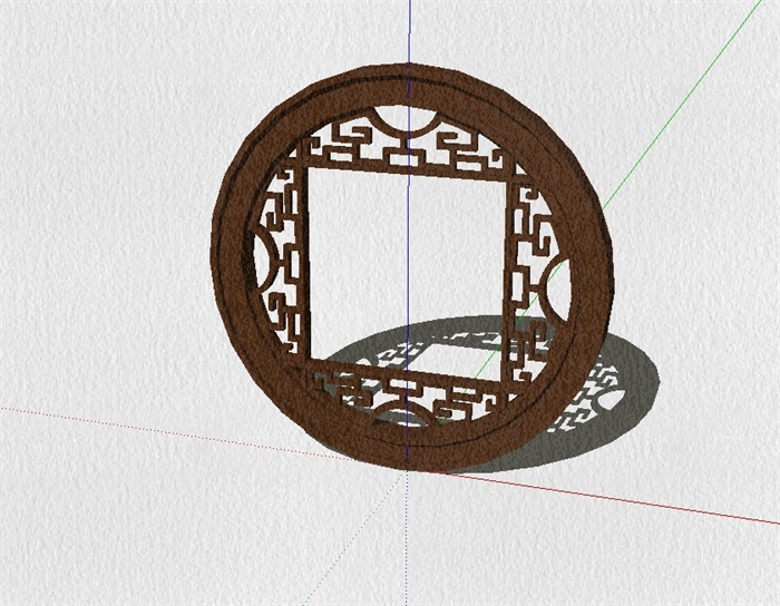 中式圆形方孔花窗设计su模型(1)