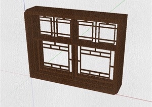 中式木质窗子设计SU(草图大师)模型