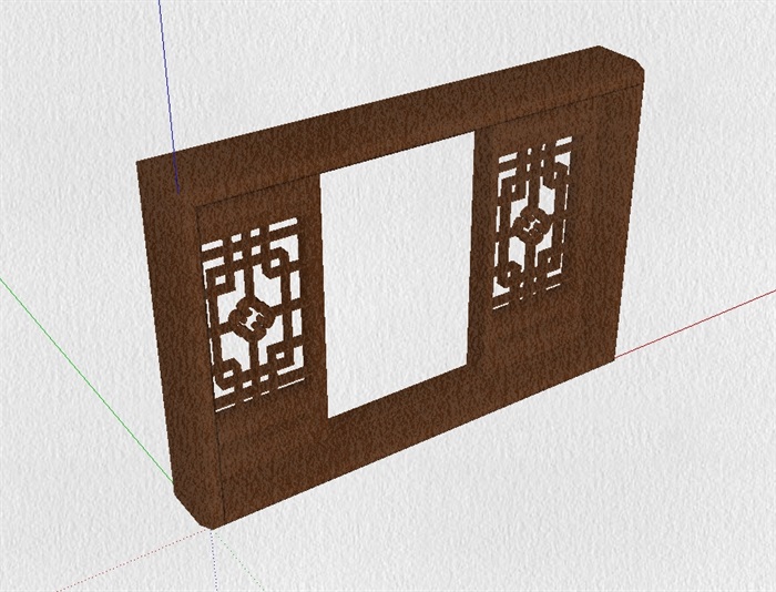 现代中式木桌花窗su模型(2)