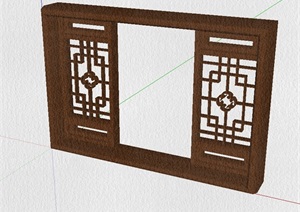 现代中式木桌花窗SU(草图大师)模型