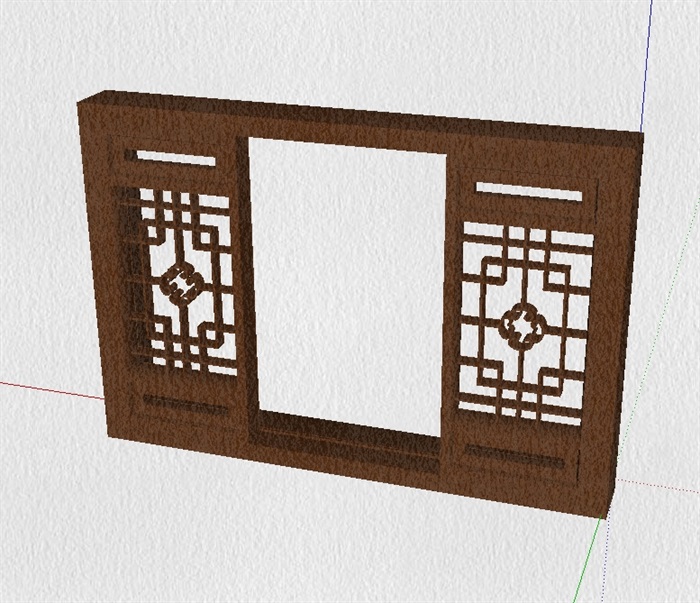 现代中式木桌花窗su模型(3)