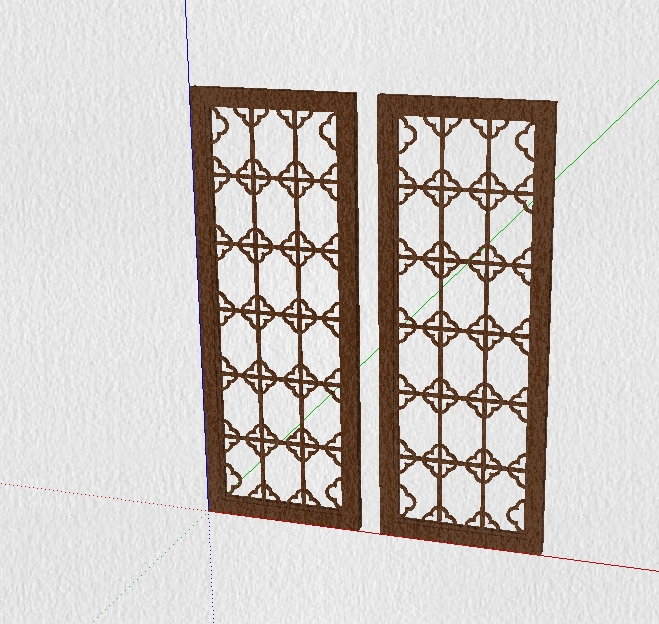 中式两扇花窗设计su模型(1)