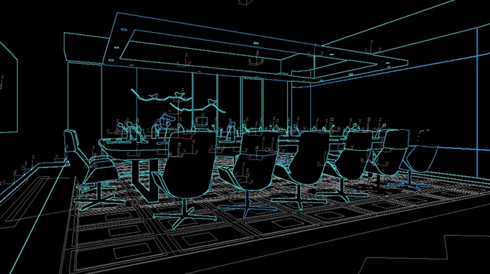 现代详细的会议室空间3d模型(1)