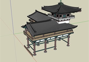 古典中式完整的廊亭设计SU(草图大师)模型