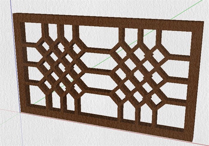 中式木质花格窗户su模型(2)