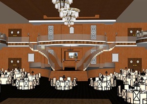 某现代酒楼餐饮空间设计SU(草图大师)模型