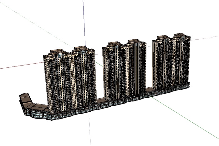 新古典住宅商业综合建筑设计su模型(1)