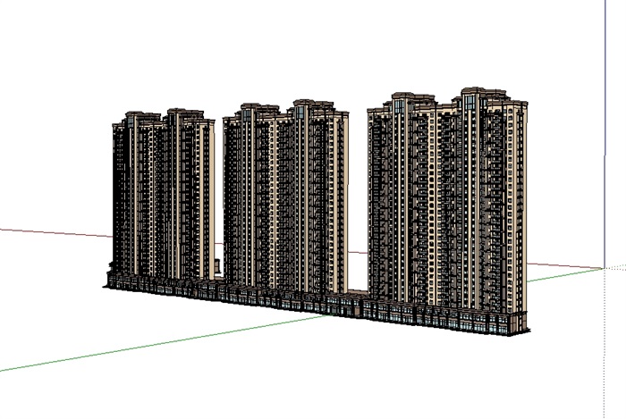 新古典住宅商业综合建筑设计su模型(2)