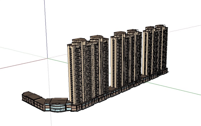 新古典住宅商业综合建筑设计su模型(3)