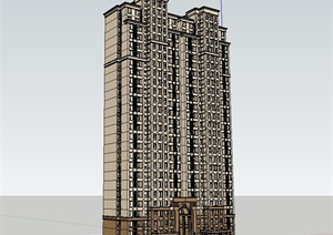 某新古典高层小区住宅楼设计SU(草图大师)模型
