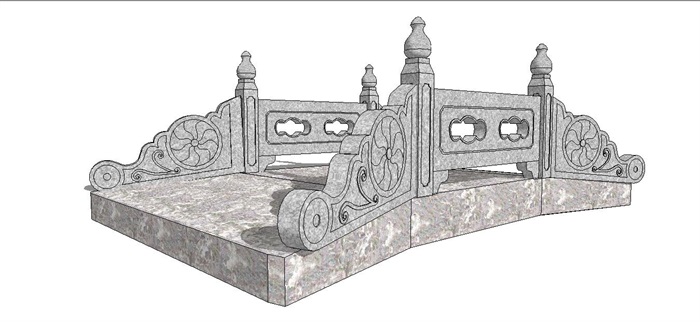 中式传统石头拱桥SU模型
