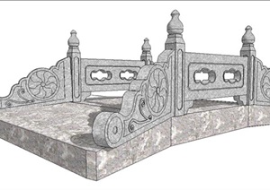 中式传统石头拱桥SU(草图大师)模型