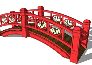 红色精制拱桥SU(草图大师)模型