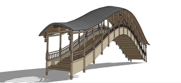 古典中式廊桥SU模型