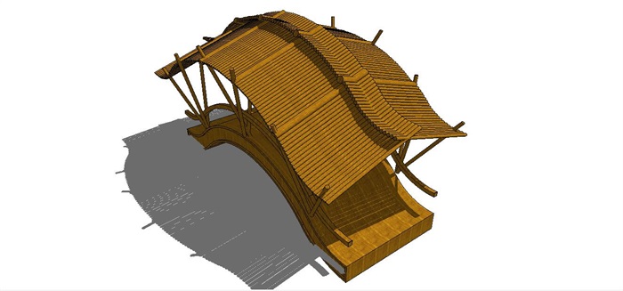 古典传统中式廊桥SU模型